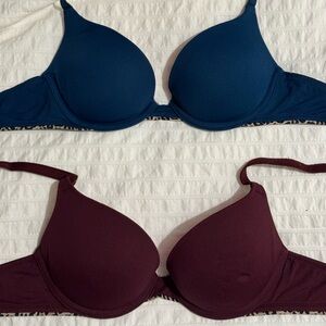 VS PINK Turquoise and Burgundy Push Up Bra Bundle Set
